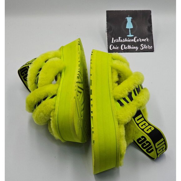 UGG Women's Animalia Green Disco Cross Slide Platform Sandals Size 7 2695 - Picture 10 of 16